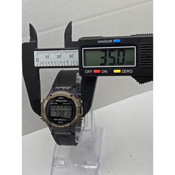 Vintage Timex Atlantis 100 Indiglo Digital Watch Purple Green 100M New Battery - Picture 5 of 11